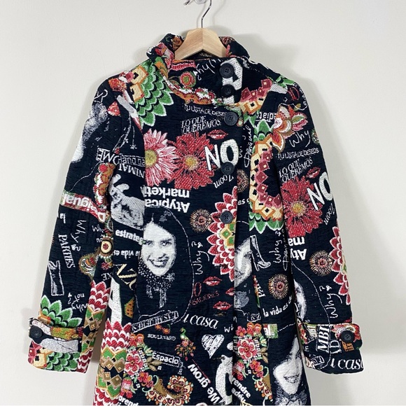 RARE Desigual Manteau Abrig Love Letters Patchwork Coat Multicolor Print - S - Picture 5 of 16
